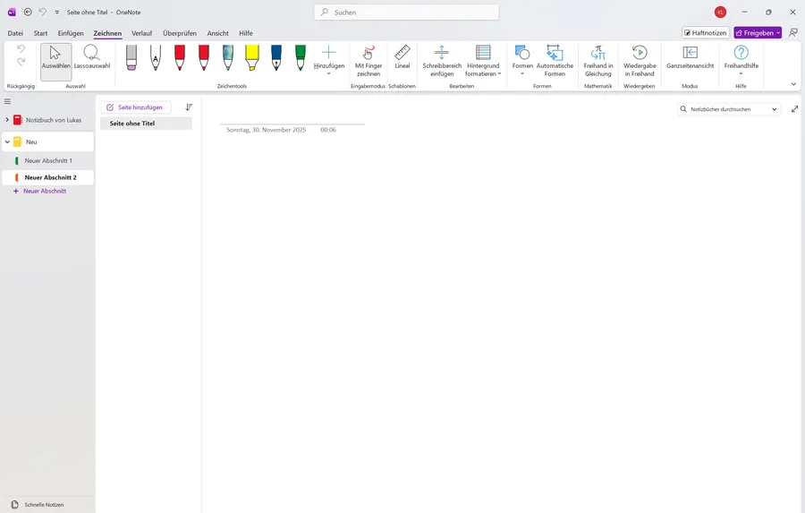 OneNote note-taking page